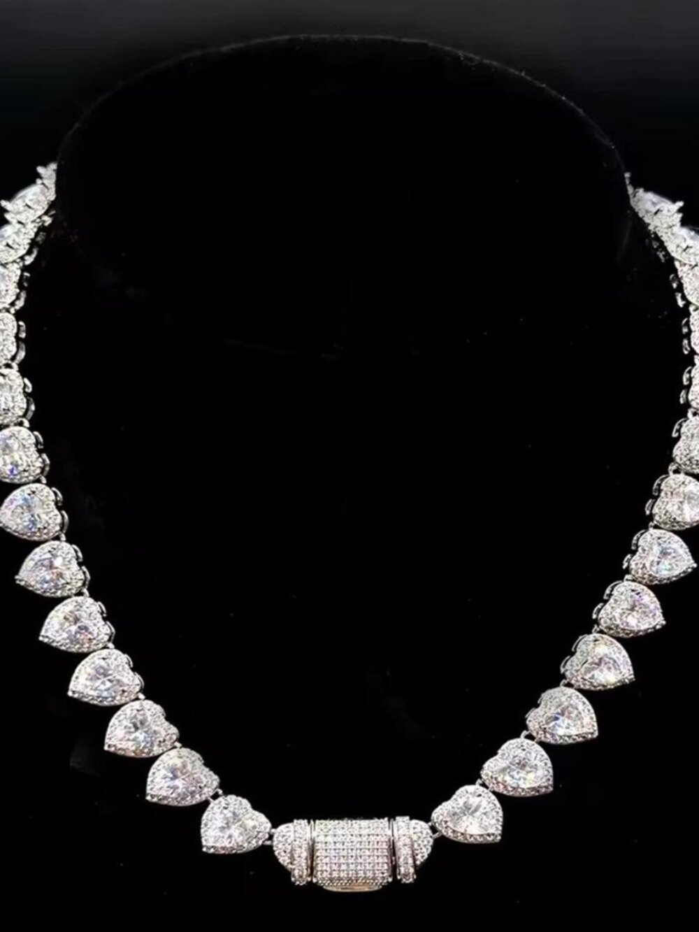 Iced Out Heart gold Tennis Necklace 16inch - Picture 2 of 5